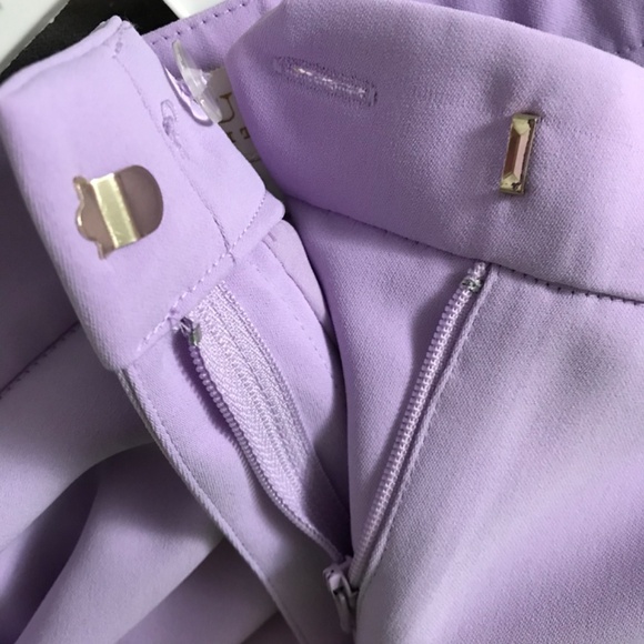 NWOT Laura Petites Dress Pants Size 14 Front Zipper Hook Wide Leg Purple Lilac - Picture 4 of 4